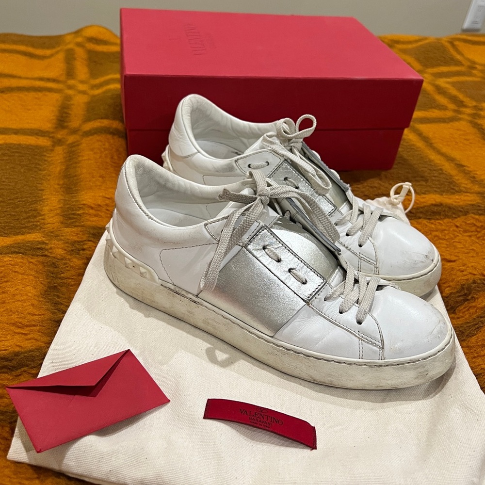 Valentino Rockstud Sneakers in Calfskin Leather